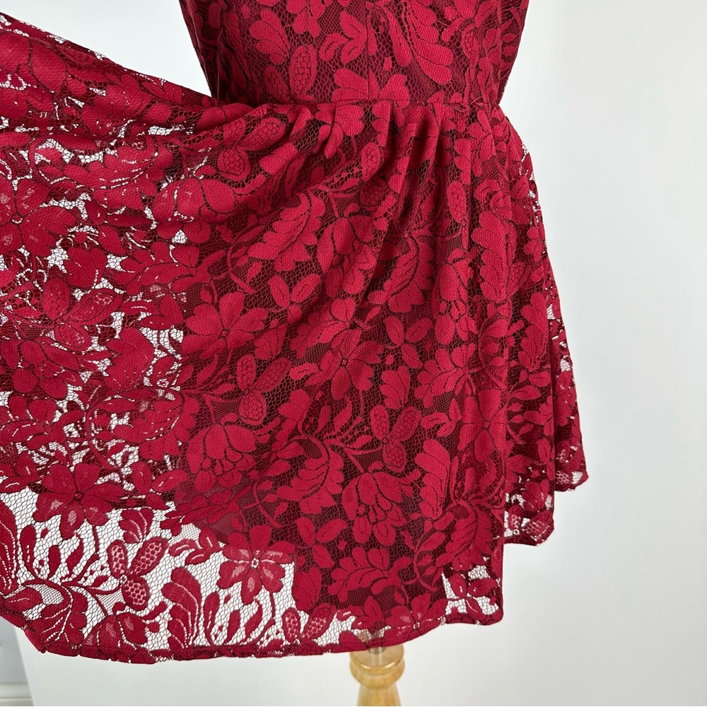 NBD X Revolve Red Lace Get Out Dress Medium - Picture 8 of 16